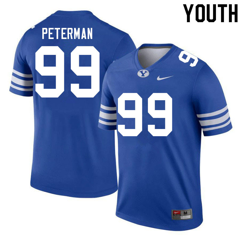 Youth #99 Cash Peterman BYU Cougars College Football Jerseys Sale-Royal